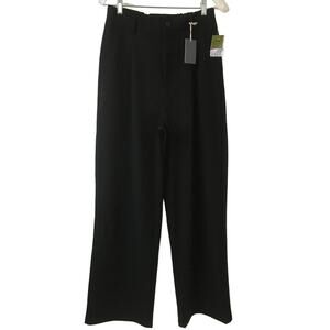 NWT Indigo Rising Large Black Wide Leg Pants Gathered Waist Back Pockets Pleated